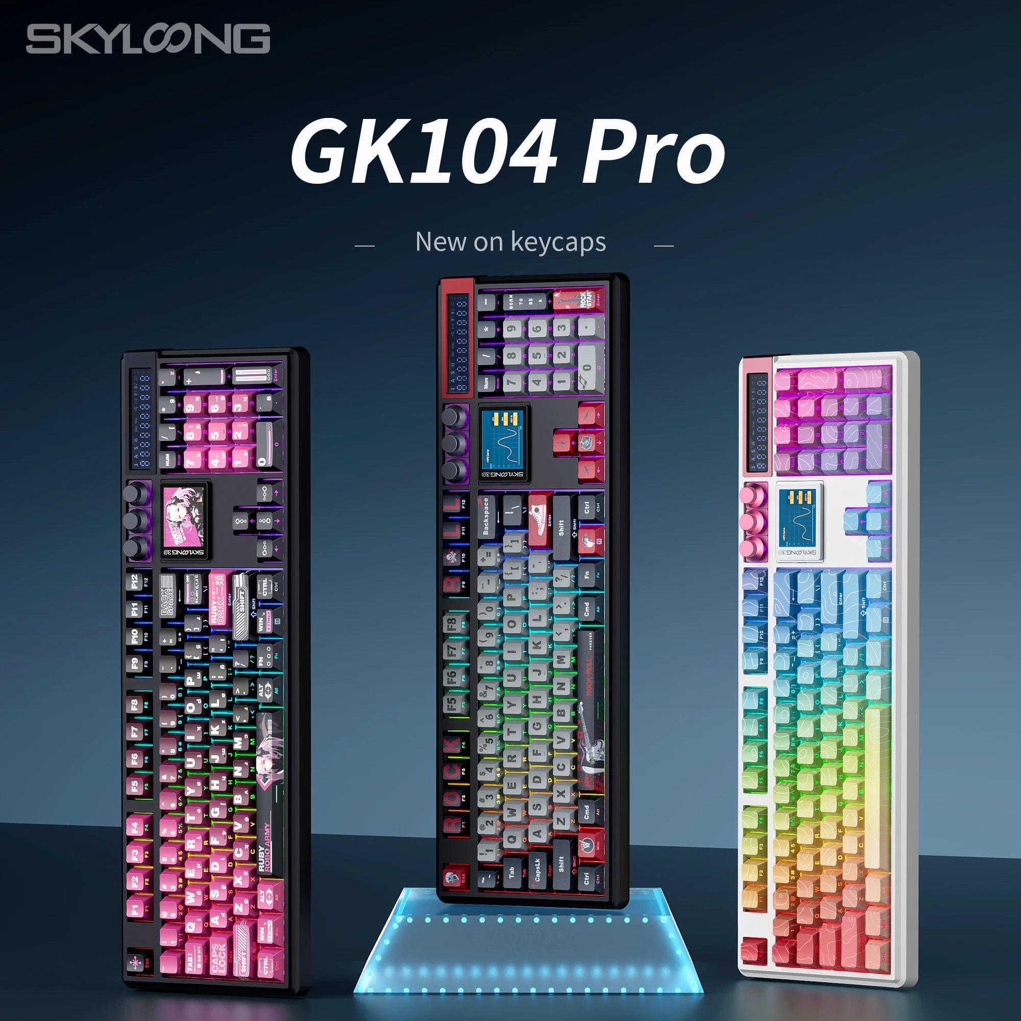SKYLOONG GK104 Pro Full-Size 3-Mode Wireless Mechanical Keyboard with 3.0 Screen 3 Knobs Hot-Swappable Silent Switch PBT keycaps