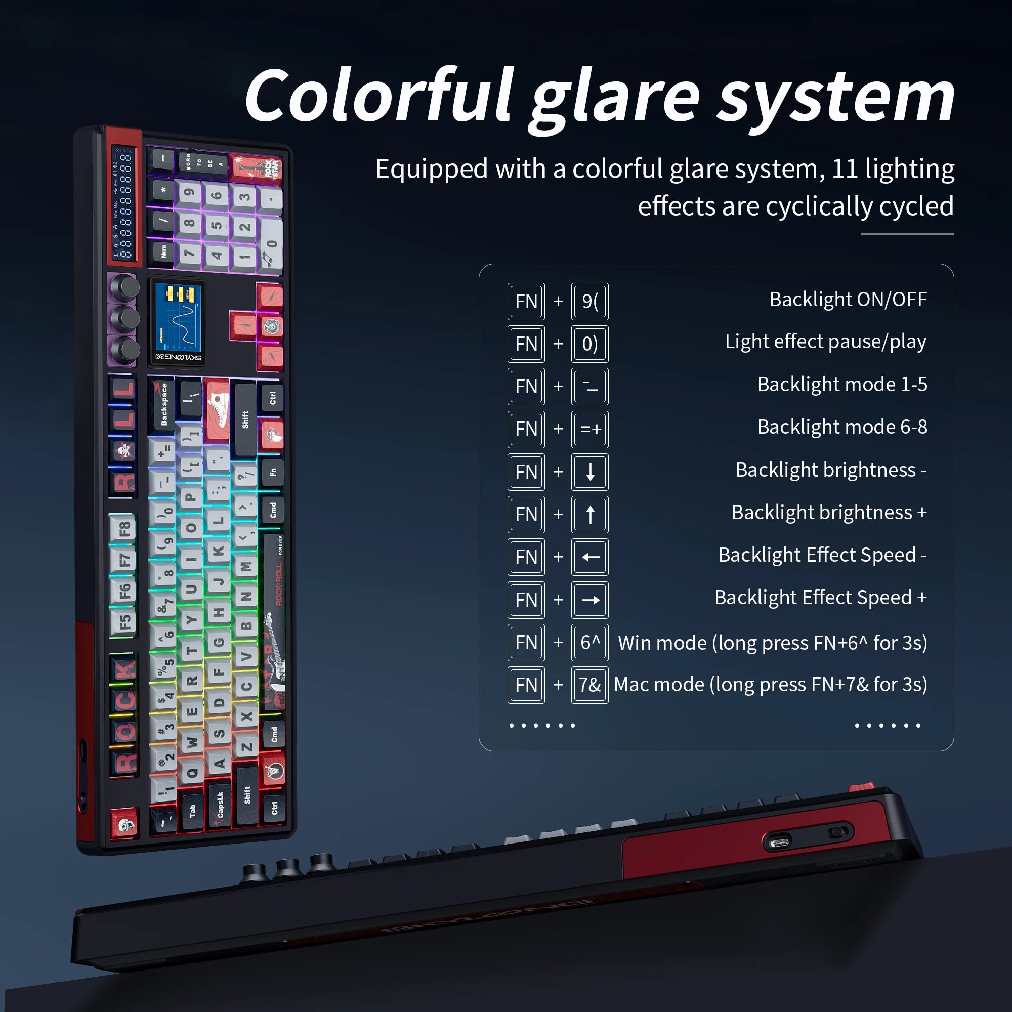 SKYLOONG GK104 Pro Full-Size 3-Mode Wireless Mechanical Keyboard with 3.0 Screen 3 Knobs Hot-Swappable Silent Switch PBT keycaps
