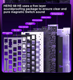 AULA HERO 68HE Magnetic Switch Keyboard Rapid Trigger 8K Return Esports Gamer Keyboard RGB Wired Gaming Keyboard