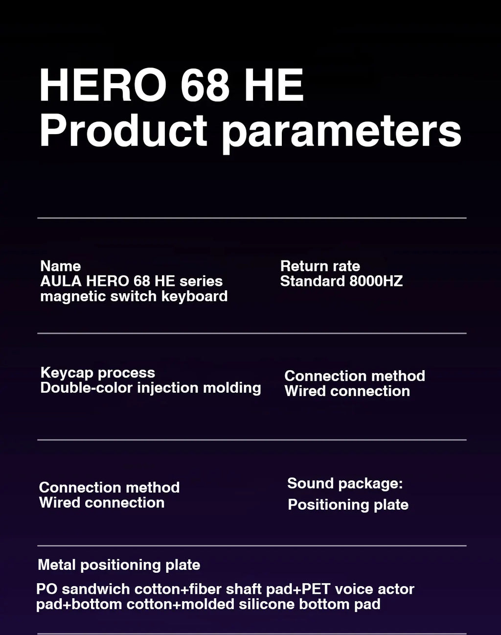 AULA HERO 68HE Magnetic Switch Keyboard Rapid Trigger 8K Return Esports Gamer Keyboard RGB Wired Gaming Keyboard