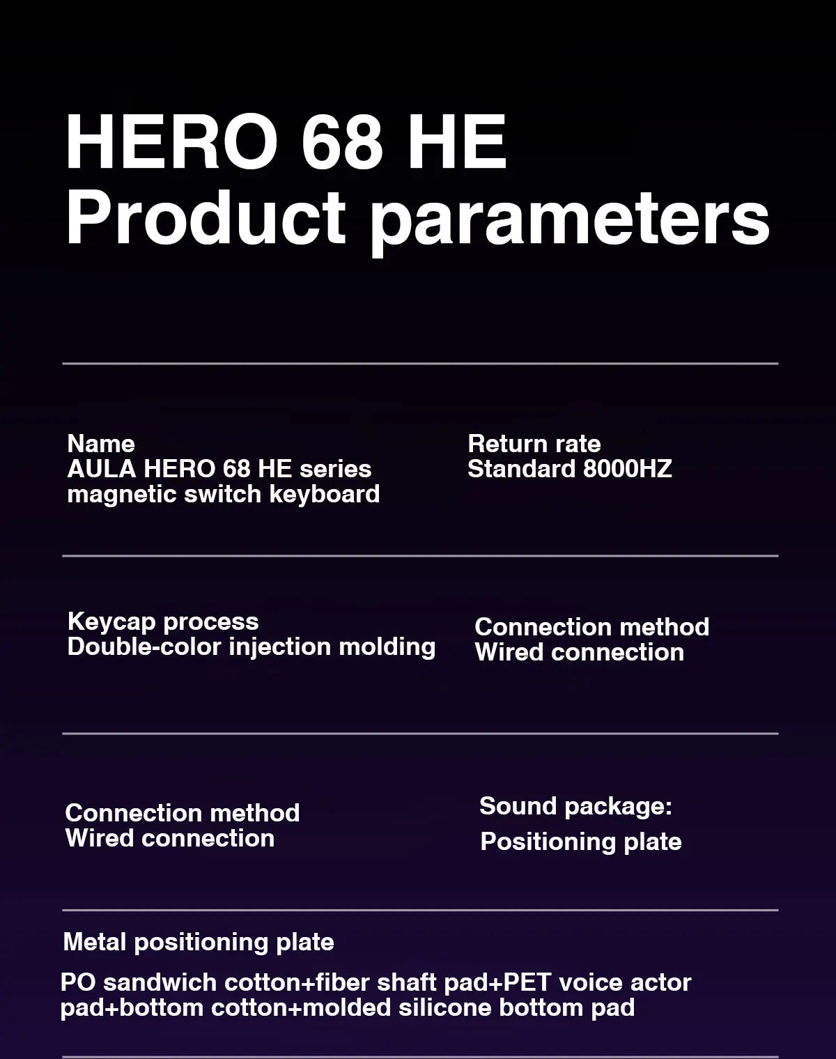 AULA HERO 68HE Magnetic Switch Keyboard Rapid Trigger 8K Return Esports Gamer Keyboard RGB Wired Gaming Keyboard