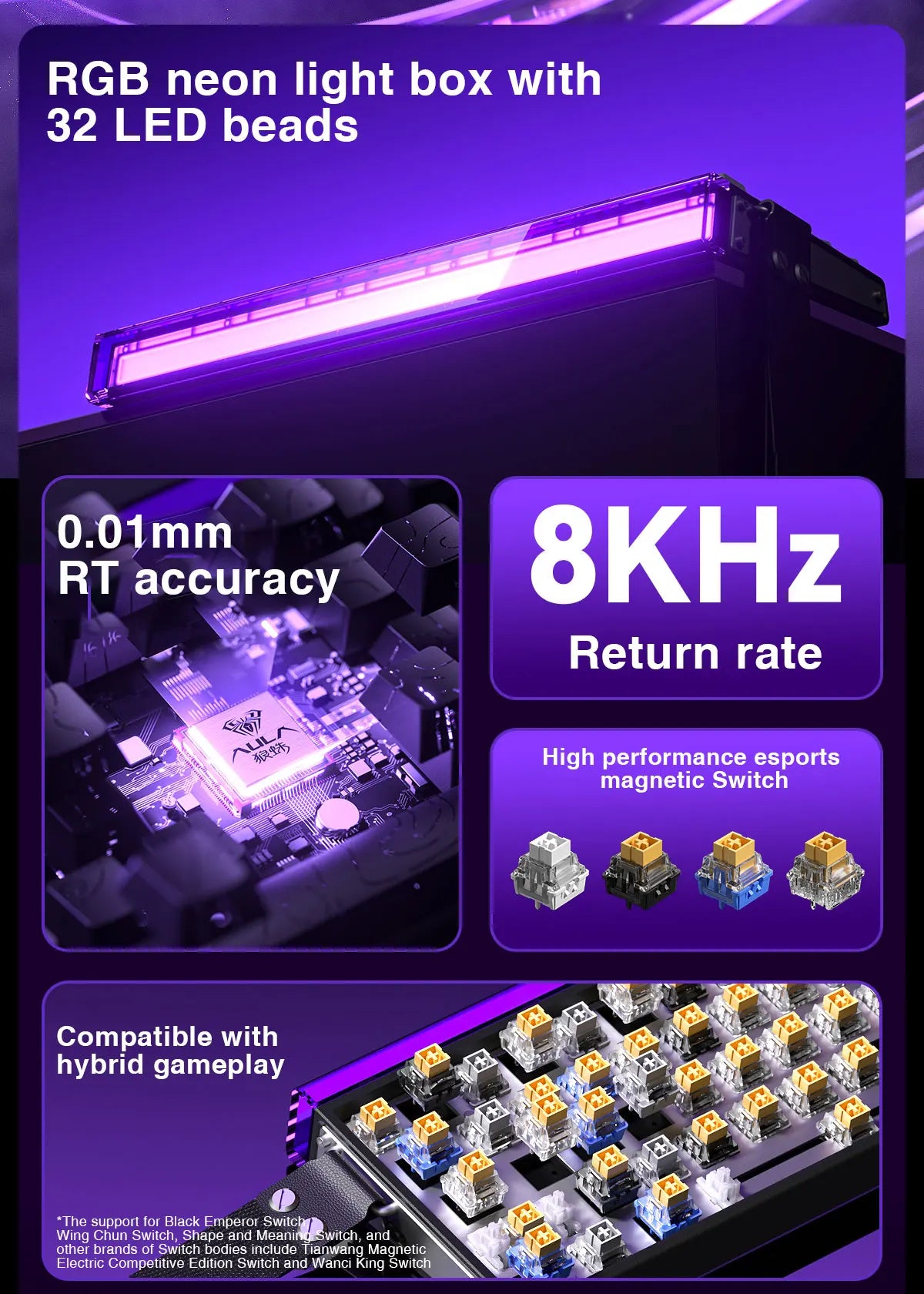 AULA HERO 68HE Magnetic Switch Keyboard Rapid Trigger 8K Return Esports Gamer Keyboard RGB Wired Gaming Keyboard