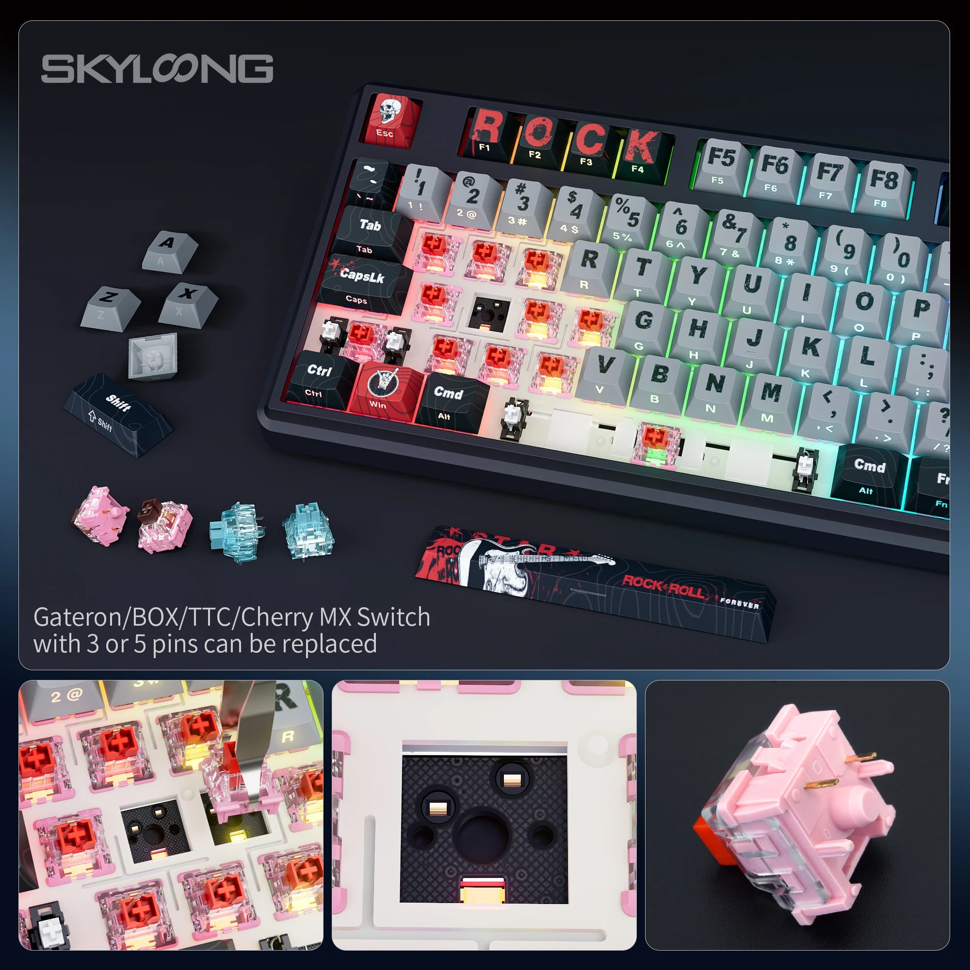 SKYLOONG GK104 Pro Full-Size 3-Mode Wireless Mechanical Keyboard with 3.0 Screen 3 Knobs Hot-Swappable Silent Switch PBT keycaps